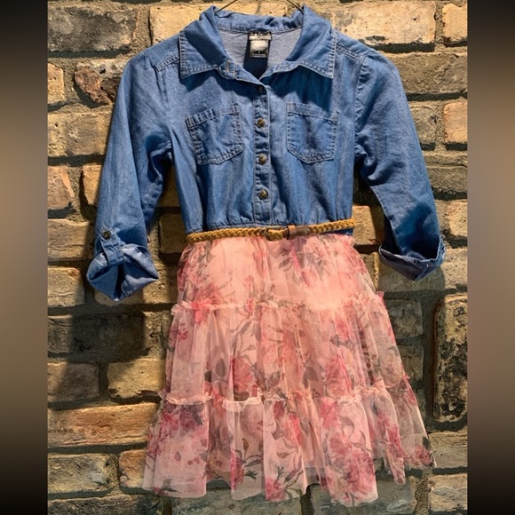 Girls size 8 denim and tulle dress - Picture 1 of 4